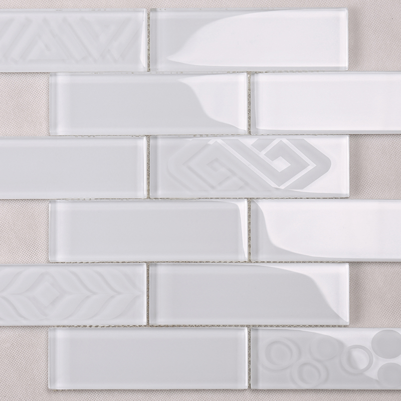 Super White Sand Blast Glass Mosaic Subway Tile  HSP54