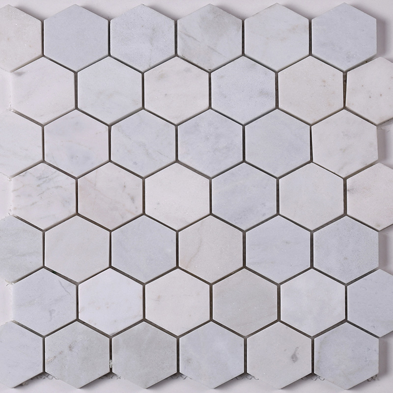 2x2 White Hexagon Carrara Stone Marble Mosaic Tile  HSC24