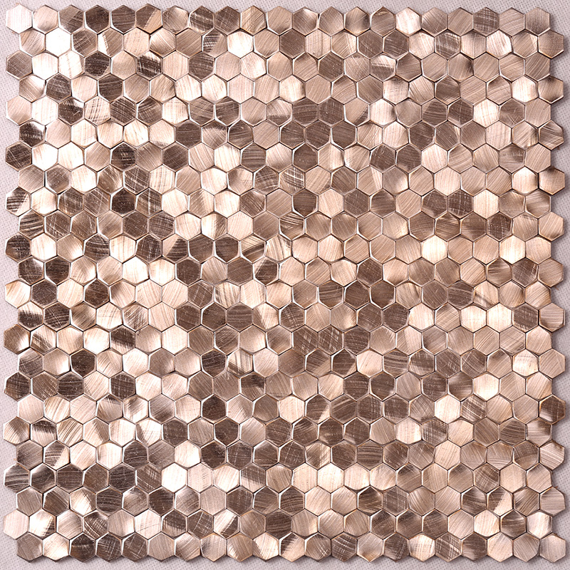 Heng Xing-Preminum Rose Gold 3D Hexagon Stainless Steel Mosaic for Indoor and Outdoor HSW18187-1