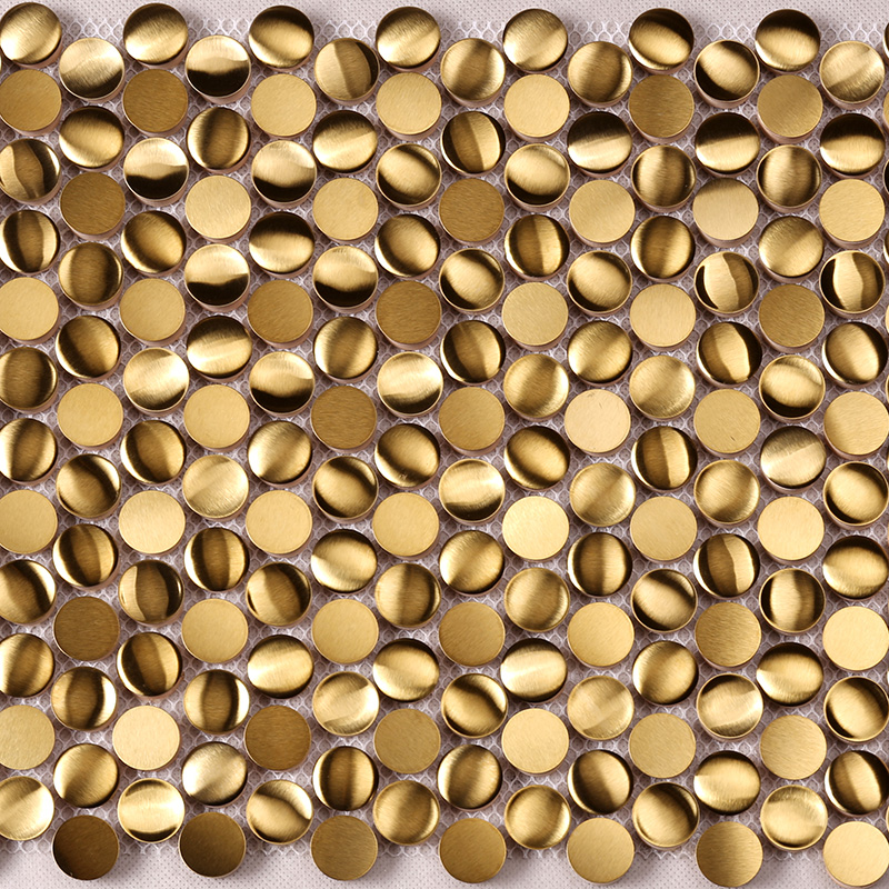 Luxuary Golden Penny Round Stainless Steel Mosaic for Wall Decoration  HSW18199