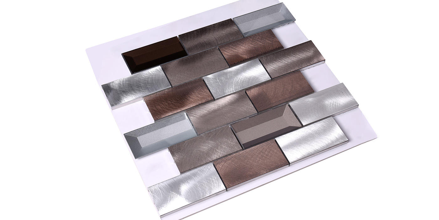 Heng Xing-3x6 Brown Beveled Glass Metal Mosaic Tile Hlc107 | Metal Backsplash Company