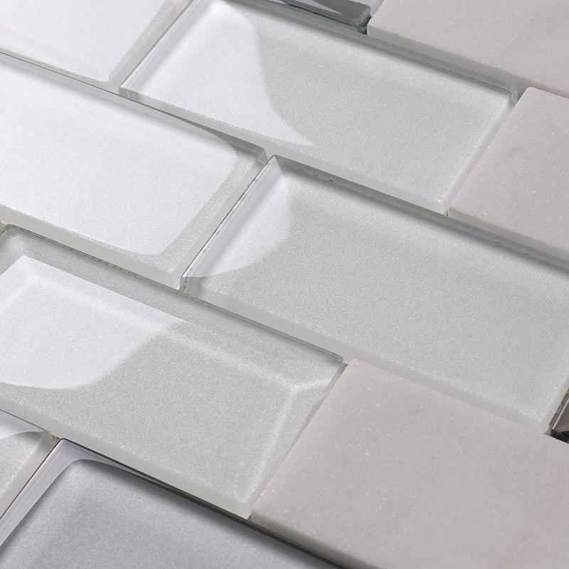 Heng Xing-White Square Beveling Glass Mosaic Bathroom Wall Tile Hmb48 | Pool Tile Factory-2