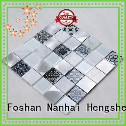 Heng Xing square white glass tile electroplated for bathroom