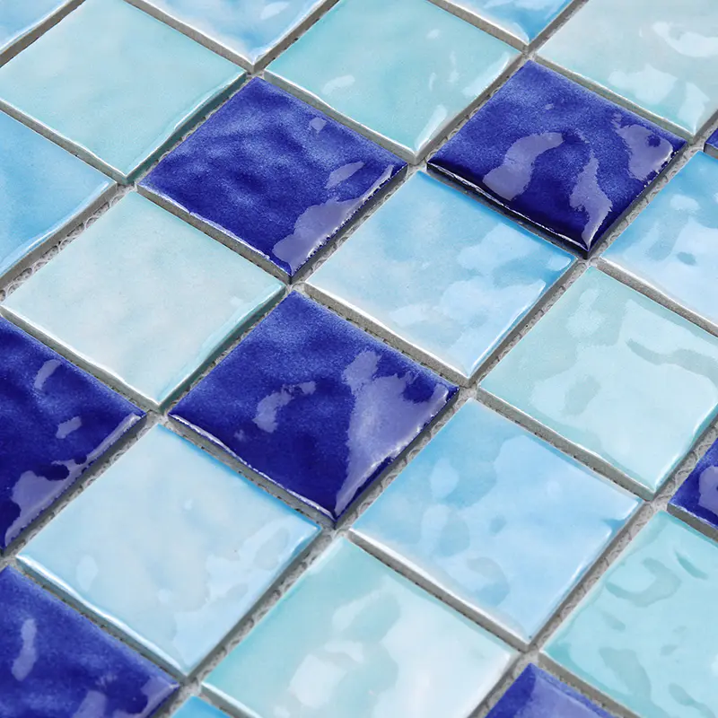 2x2 Blue Ceramic Mosaic Tile for Swimming Pool  HQT04
