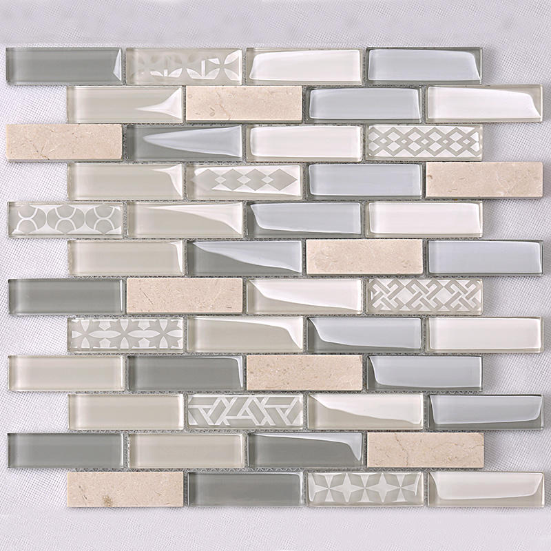 trapezoid herringbone tile backsplash mixed for villa Heng Xing
