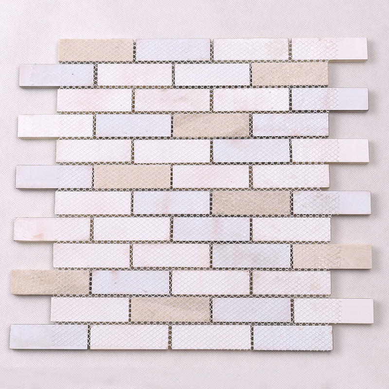 Beige Glass Stone Mosaic Kitchen Backsplash Strip Wall Tile  HSP62