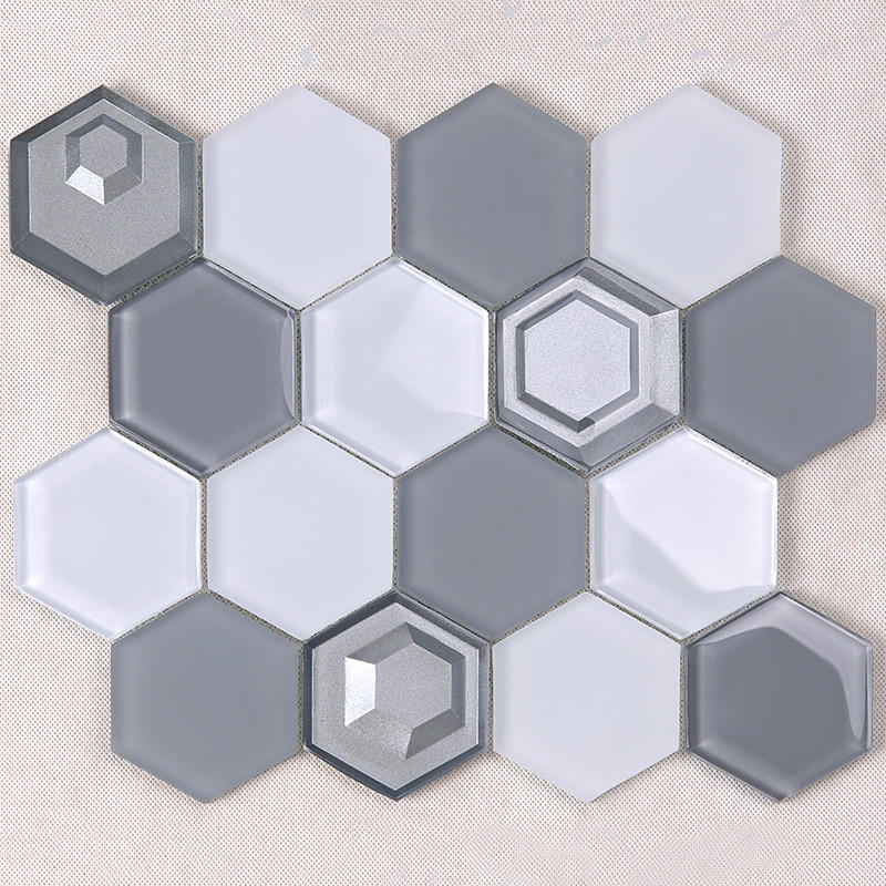 Hengsheng Brand hexagon mosaic resin glass tiles for kitchen home
