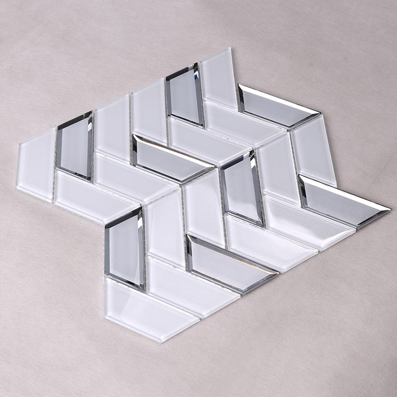 New White Trapezoid Kitchen Wall Glass Mosaic Tile  HMB35