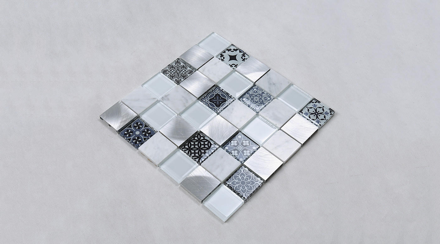 Heng Xing square white glass tile electroplated for bathroom
