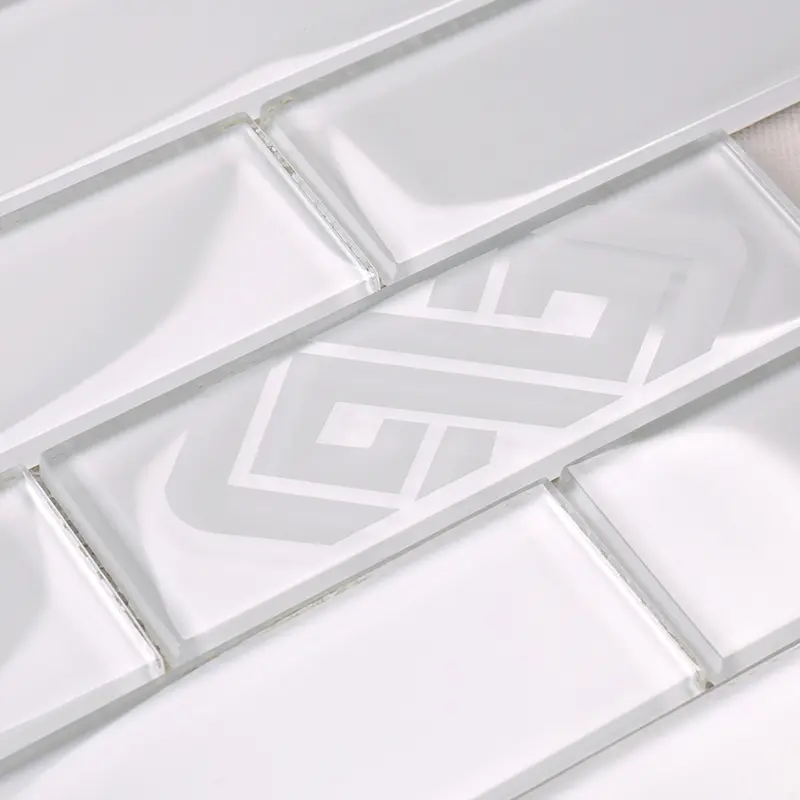 Super White Sand Blast Glass Mosaic Subway Tile  HSP54