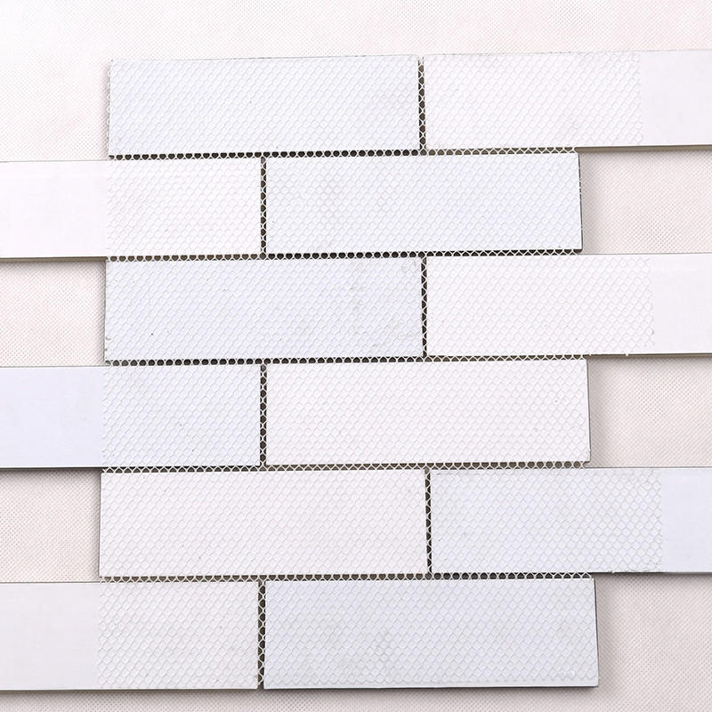 Hengsheng Brand beveled stone white glass tiles for kitchen mosaic