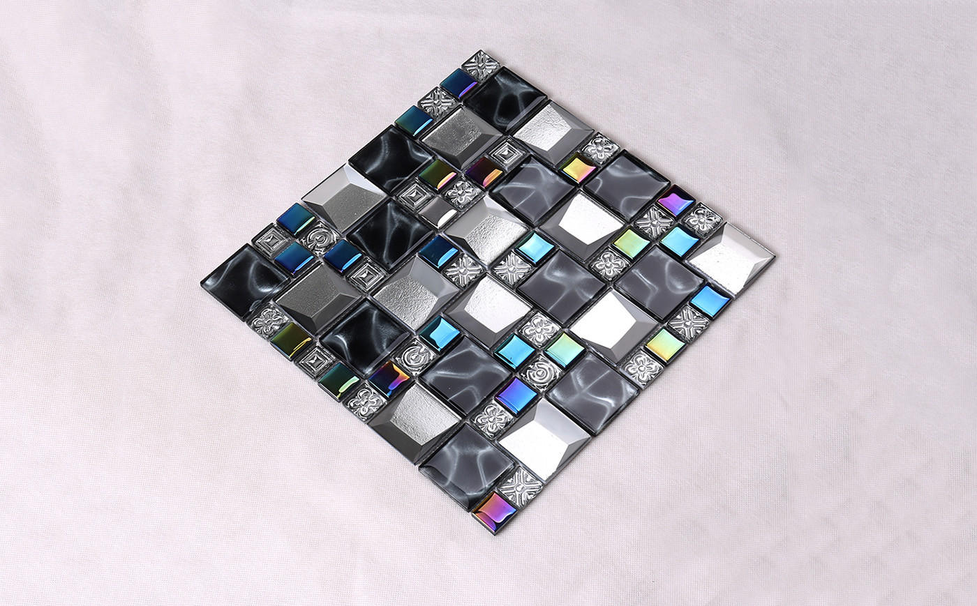 Custom square kitchen glass mosaic tile Hengsheng 3d