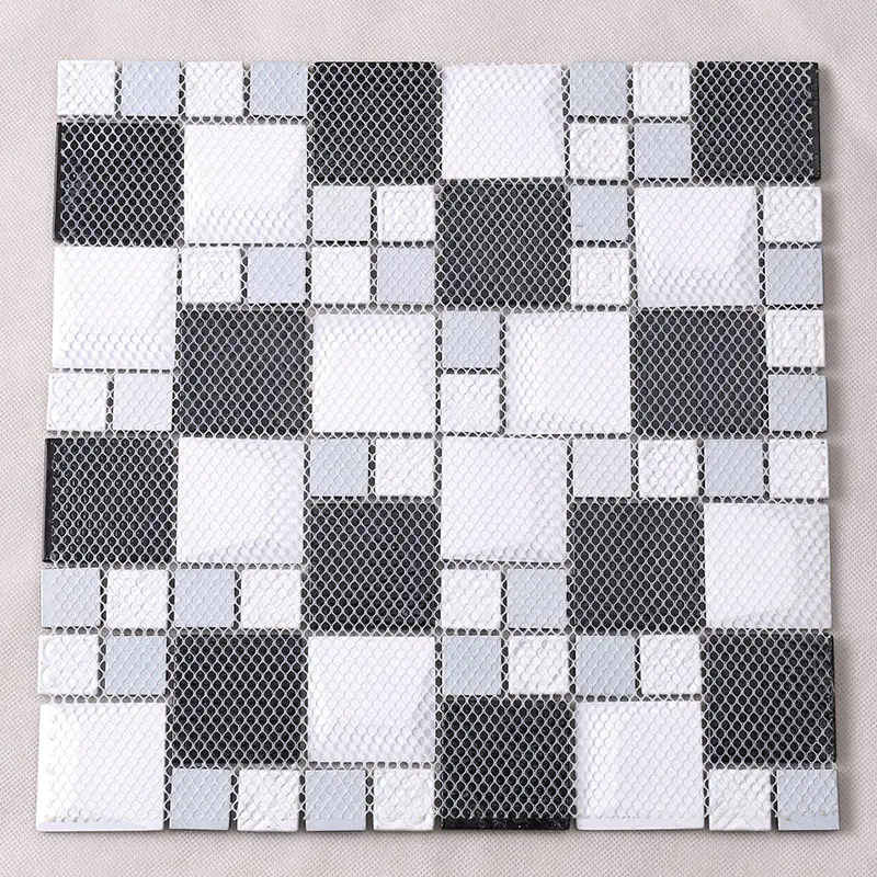 Custom square kitchen glass mosaic tile Hengsheng 3d