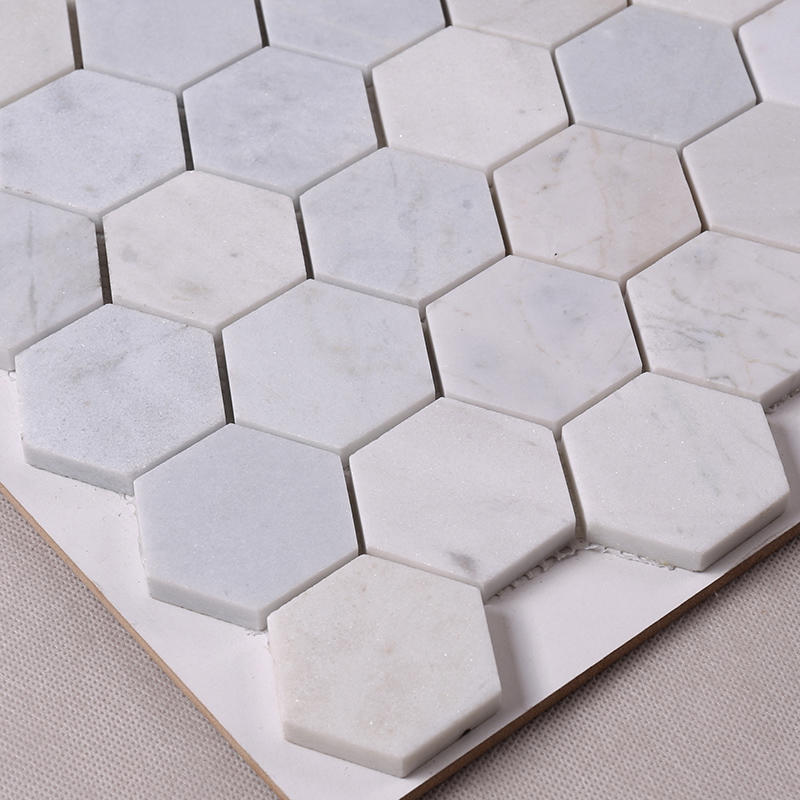 2x2 White Hexagon Carrara Stone Marble Mosaic Tile  HSC24