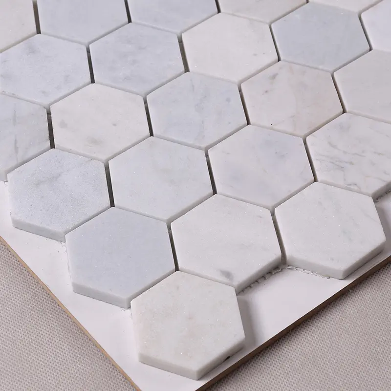 2x2 White Hexagon Carrara Stone Marble Mosaic Tile  HSC24