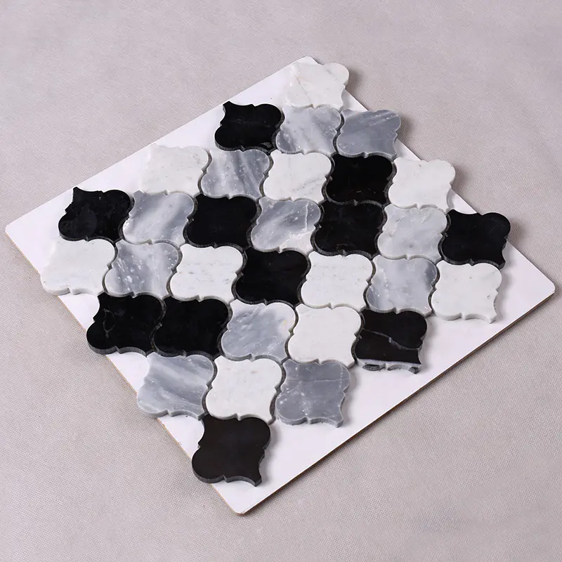 3x3 Black and White Gray Lantern Stone Mosaic Tile  HSC38