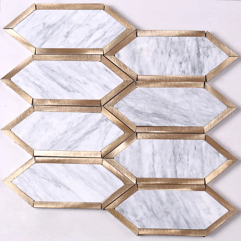 Golden Metal and Grey Stone Mosaic Tile for Floor and Wall  HSC118