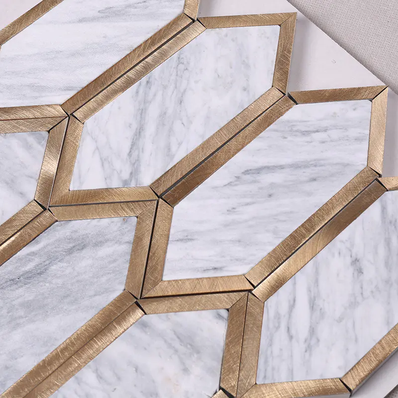 Golden Metal and Grey Stone Mosaic Tile for Floor and Wall  HSC118