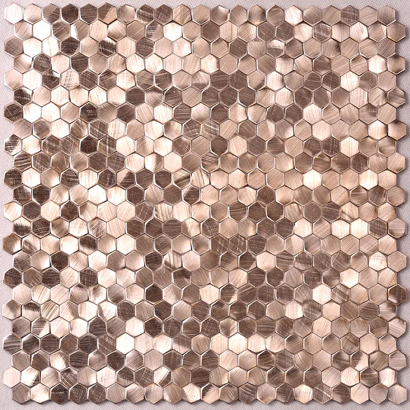 Preminum Rose Gold 3D Hexagon Stainless Steel Mosaic for Indoor and Outdoor  HSW18187