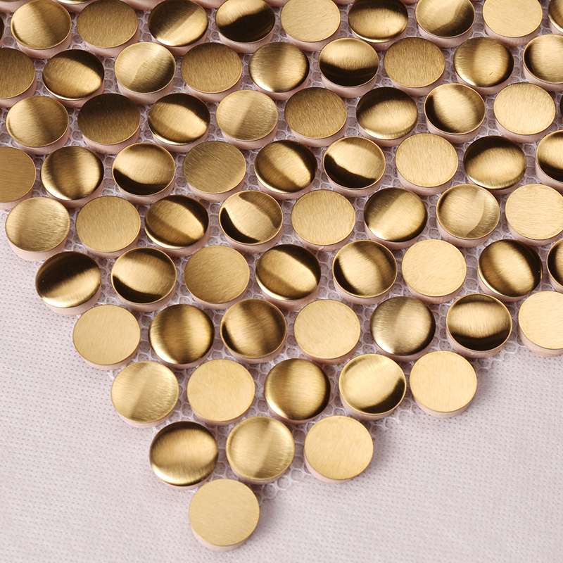 Luxuary Golden Penny Round Stainless Steel Mosaic for Wall Decoration  HSW18199