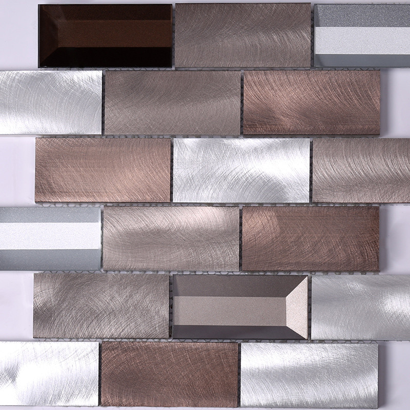 Heng Xing-Metal Tile Backsplash Manufacture | 3x6 Brown Beveled Glass Metal Mosaic-3