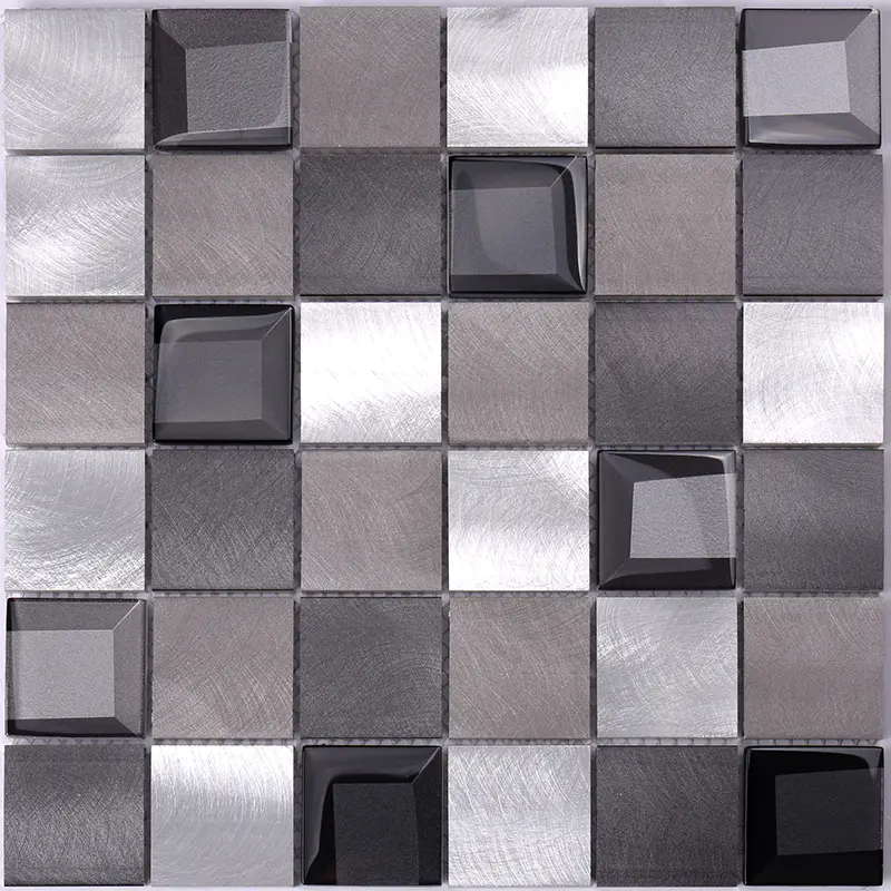 2x2 Grey Beveled Glass Metal Mosaic Tile Backsplash Tile Mosaic  HLC140