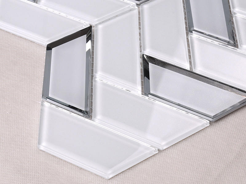 Heng Xing-Metallic Glass Tile Manufacture | New White Trapezoid Kitchen Wall Glass-1
