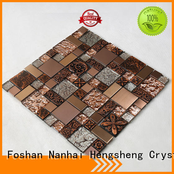 Heng Xing square glass wall tiles for kitchen metallic for villa