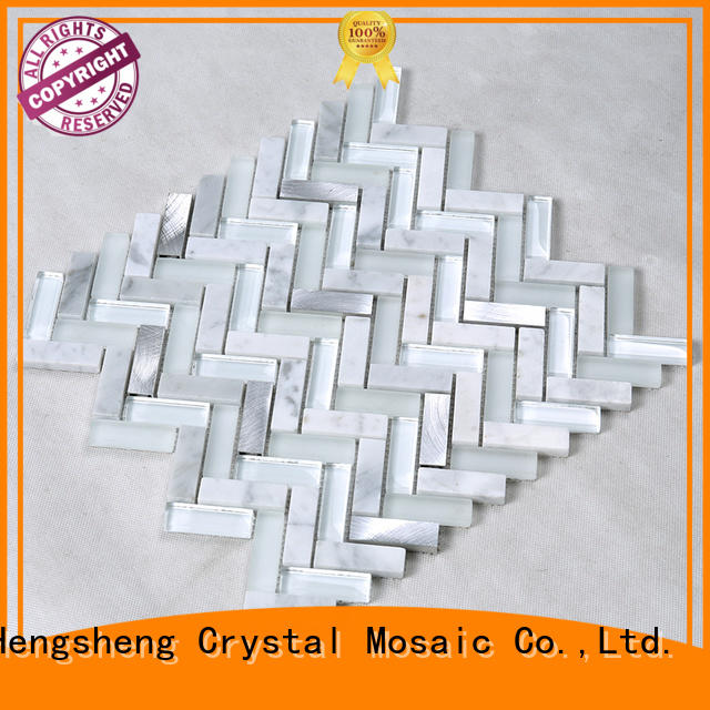 Hengsheng Brand light herringbone swimming pool mosaics beveling