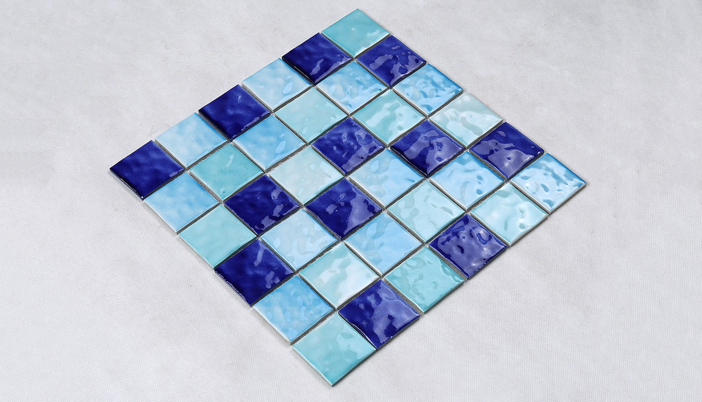 Heng Xing-2x2 Blue Ceramic Mosaic Tile For Swimming Pool Hqt04 | Pool Glass Tile Factory