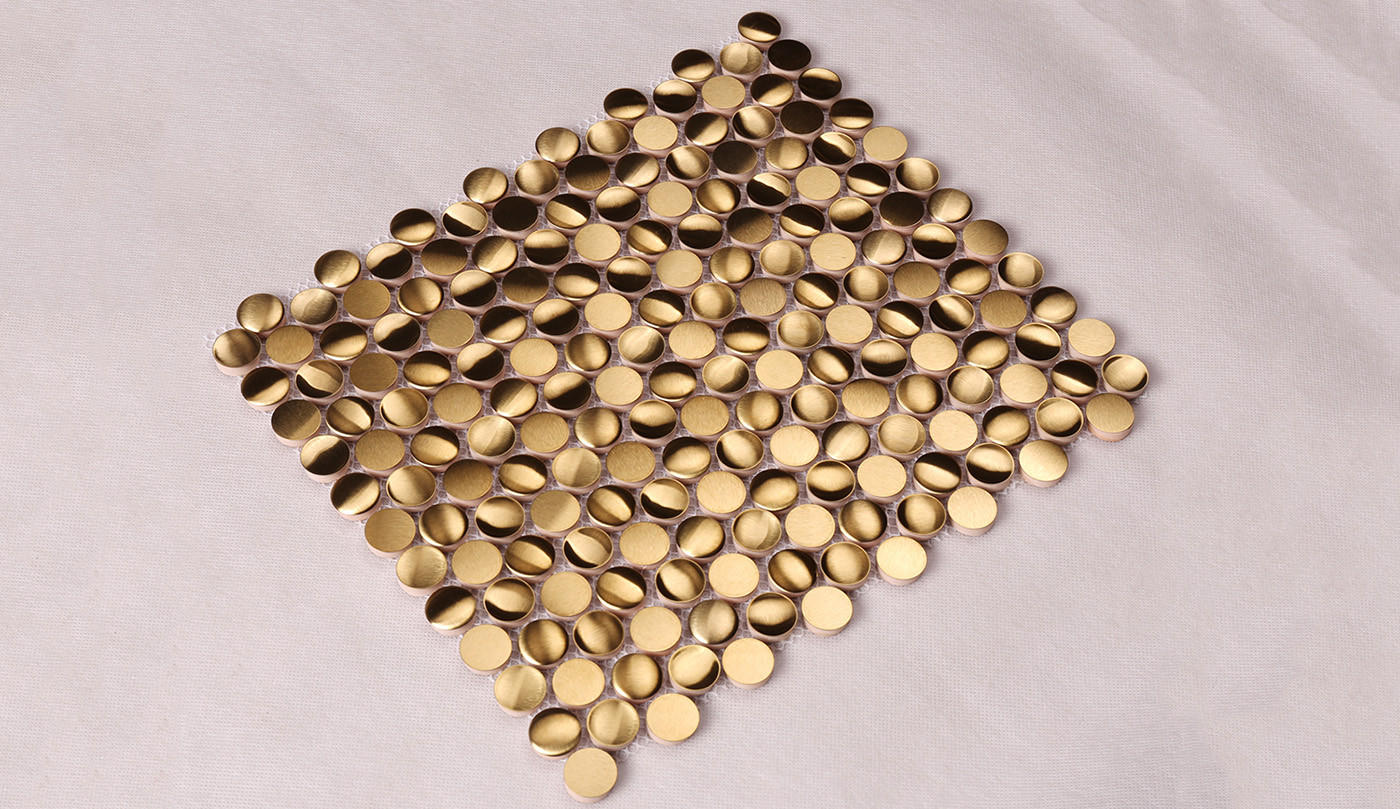 Heng Xing-Metal Tiles Luxuary Golden Penny Round Stainless Steel Mosaic For Wall