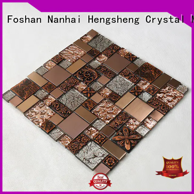 spray Custom metallic home glass mosaic tile Heng Xing electroplated