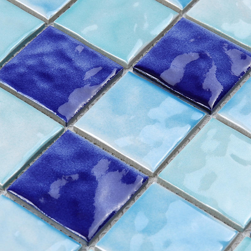 Heng Xing-Blue Pool Tile 2x2 Blue Ceramic Mosaic Tile For Swimming Pool Hqt04-2