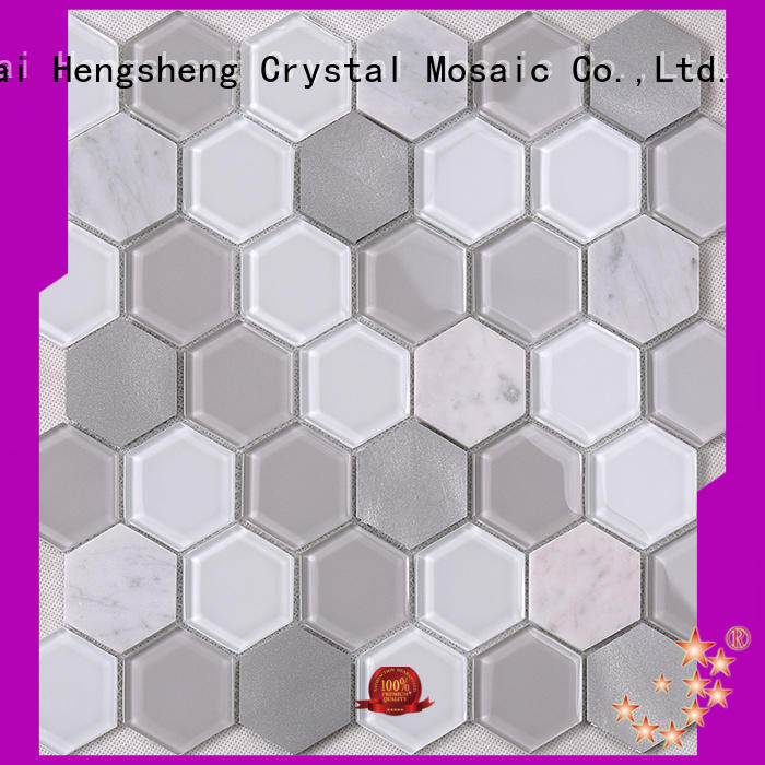 beige black glass tile backsplash wholesale for hotel Heng Xing