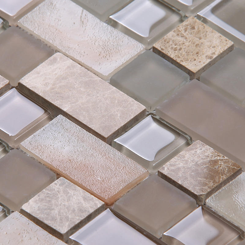 Heng Xing-Inkjet Tile Square Tans Glass Mix Marble Mosaic Tile For Kitchen Backsplash-2