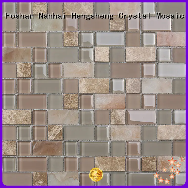 Heng Xing beveled glass mosaic tile factory price for living room
