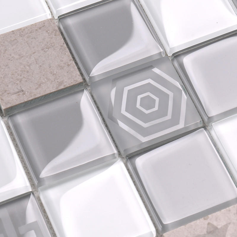 Heng Xing-High-quality Pool Tile | Hot Sale Light Grey Engraved Pattern Crystal Glass-2