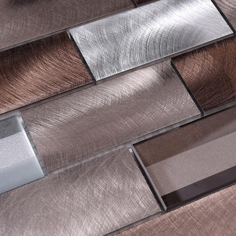Heng Xing-Metal Tile Backsplash Manufacture | 3x6 Brown Beveled Glass Metal Mosaic-2