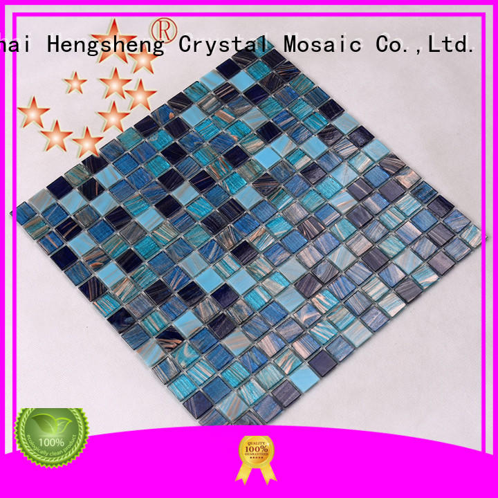 price light blue glass tile ceramic for fountain Heng Xing