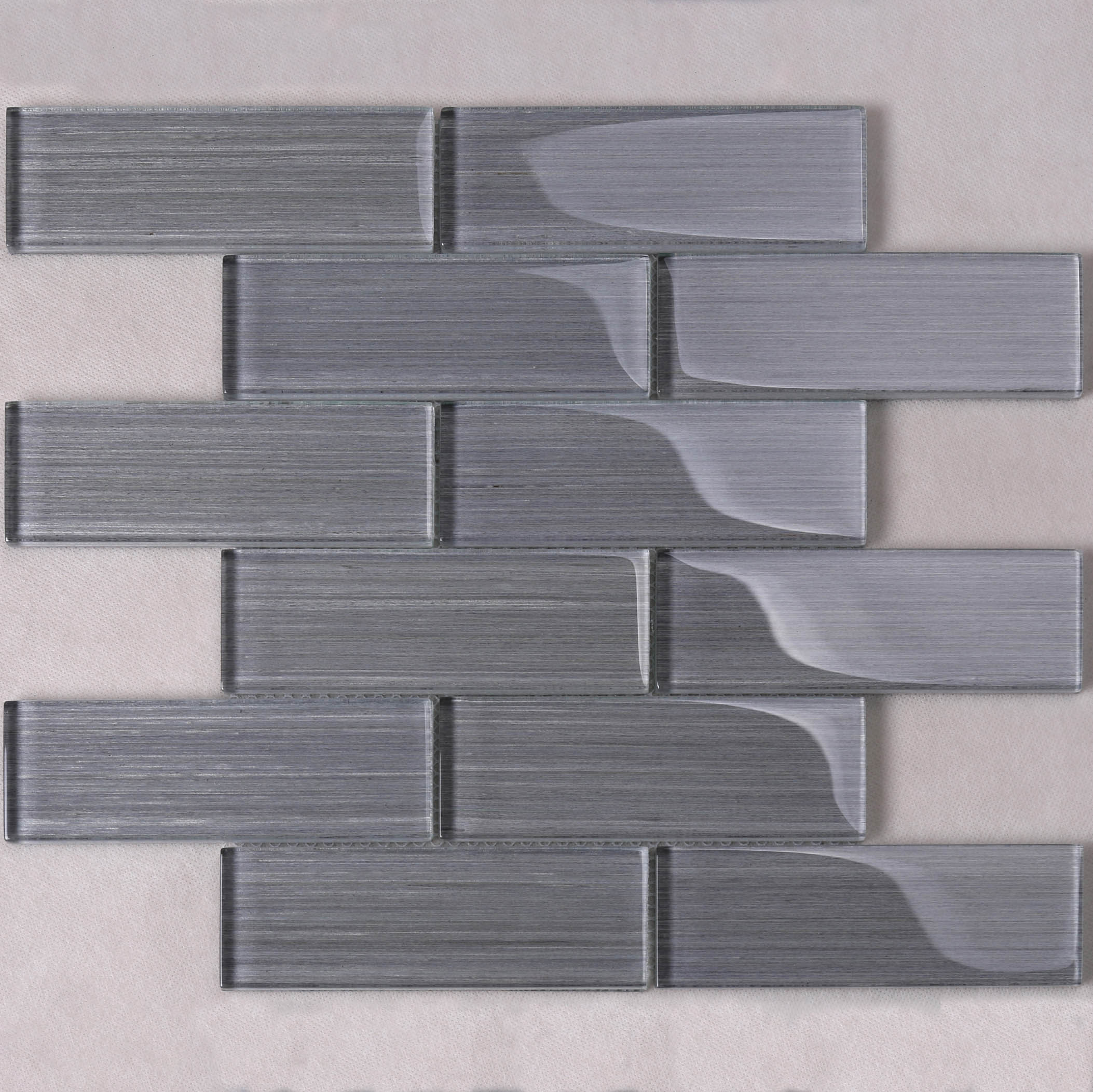 Grey Wood Grain Glass Mosaic Tile