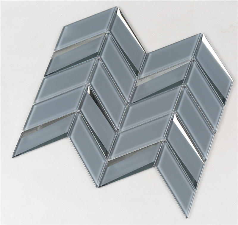 Heng Xing-Gray Beveled Herringbone Mosaic Tiles-1