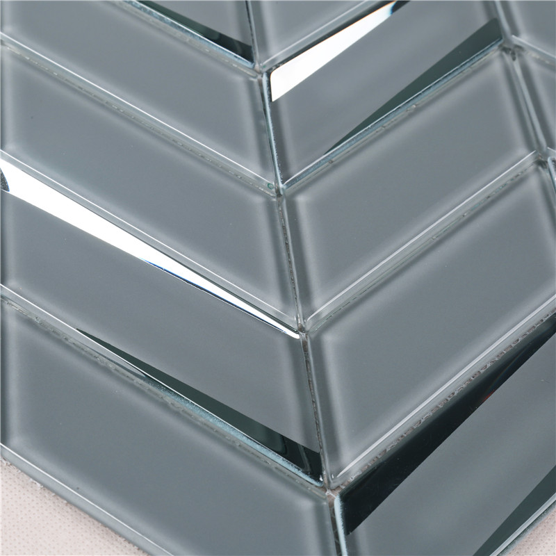 Heng Xing-Gray Beveled Herringbone Mosaic Tiles