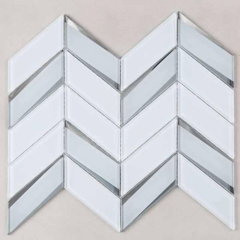 Super White Irregular Bevel Glass Mosaic Tile