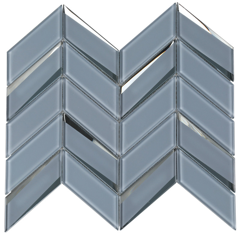 3D Grey Beveled Herringbone Mosaic Tile HMB103