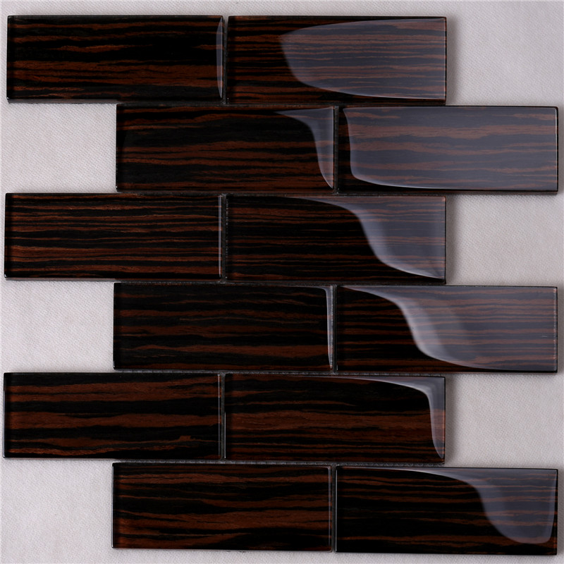 Natural Envionmental Wood Grain Glass Mosaic Tile