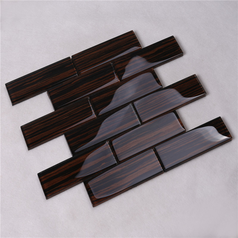 Natural Envionmental Wood Grain Glass Mosaic Tile