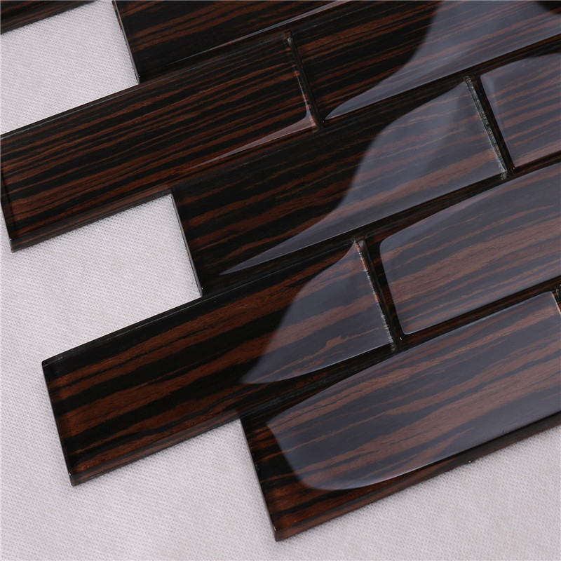 Natural Envionmental Wood Grain Glass Mosaic Tile