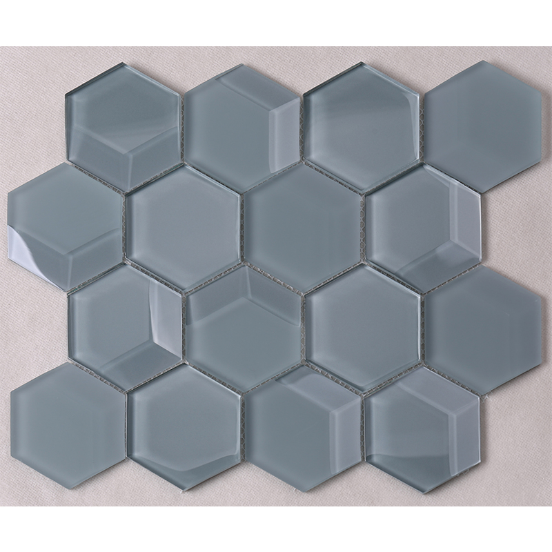 3D Bevel Hexagon Decorative Glass Mosaic Tile