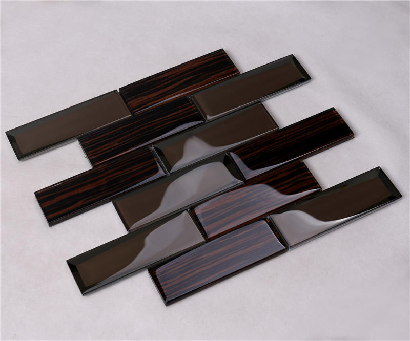 Beveled Wood-like Glass Tile