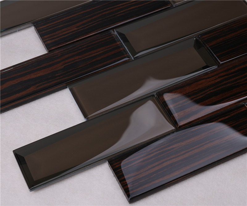 Beveled Wood-like Glass Tile